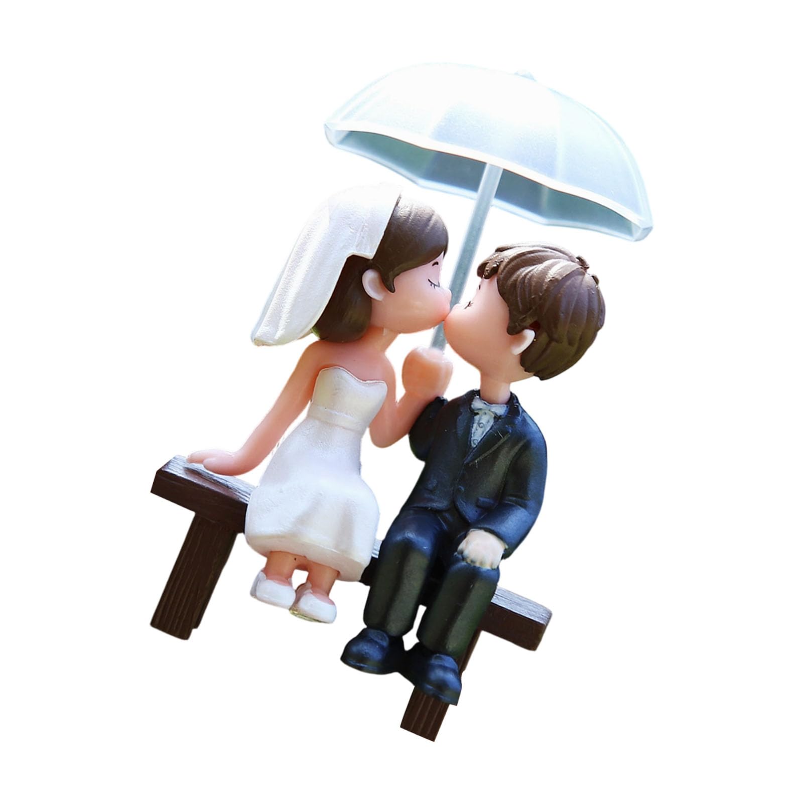 Shunzhong Boys White Black Cartoon Umbrella Holding Couple Pvc Figurine Couple Statue Figure For Desktop Decoration And Wedding Party Cake Toppers Desktop Figurine