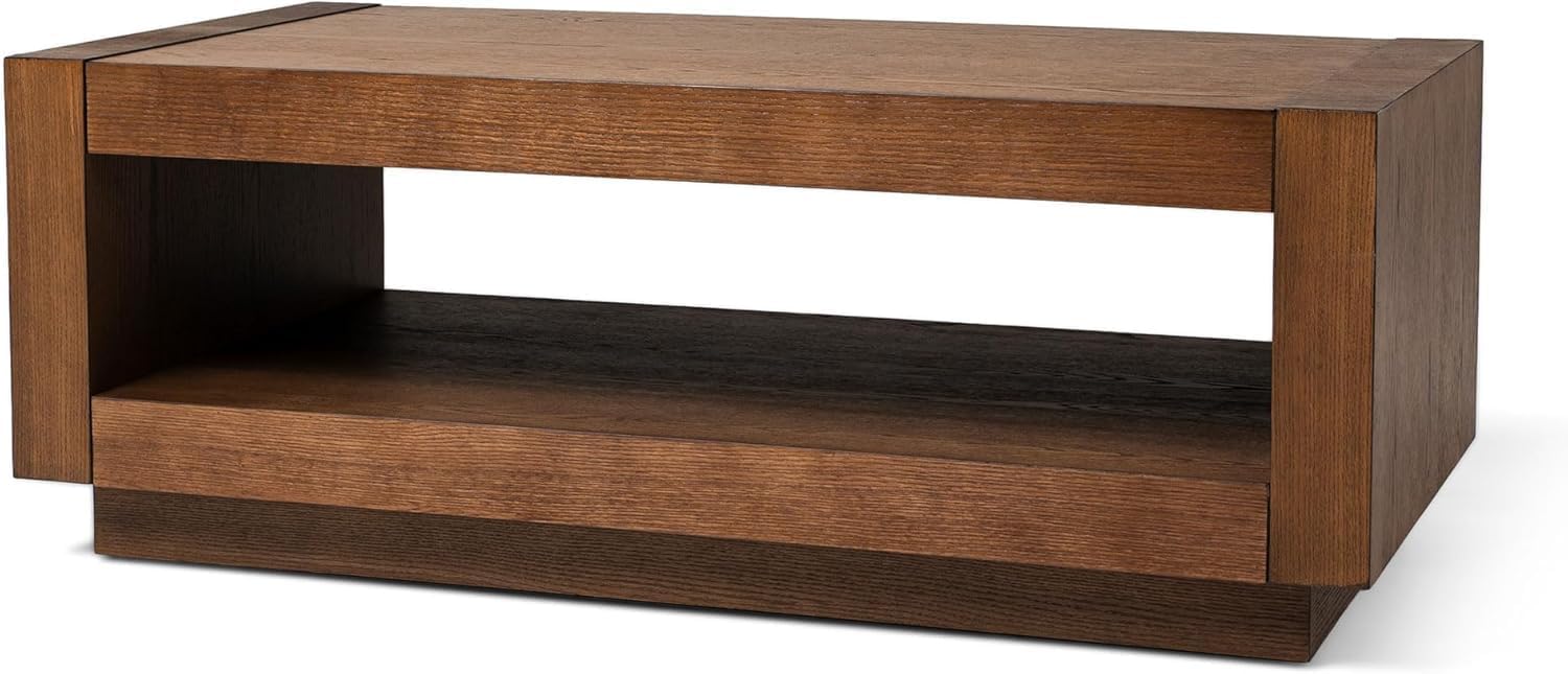 Maven Lane Artemis Coffee Table with Storage, Brown Solid Wood, 18"