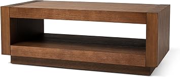 Maven Lane Artemis Coffee Table 18 Inch Rectangle Table with Storage Brown Solid Wood Ideal for Living Room and Lounge