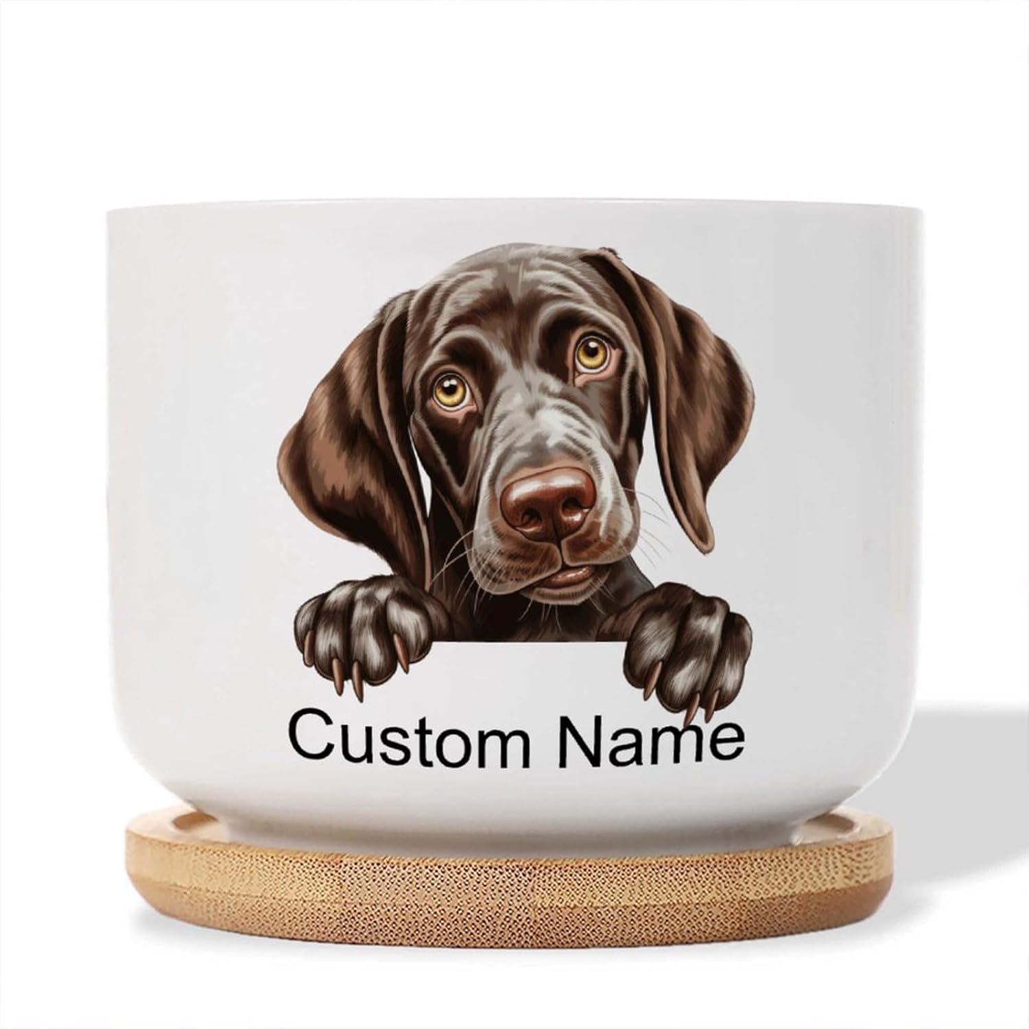 German Shorthaired Pointer Ceramic Planters for Indoor Set of 3 Cute Funny Peeking Dog Puppy Succulents Plants Live with Pot Pet Lover's Gift for Mom Custom Name Small Planters Ceramic
