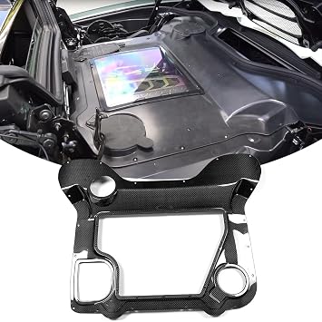 Jogon Carbon Fiber Engine Clear Cover Trim for Chevrolet Corvette C8 Convertible HTC Stingray Z51 Z06 2020 2021 2022 2023 2024 2025 Engine Bay Panel, Engine Hood Trim for E-Ray, Black Carbon