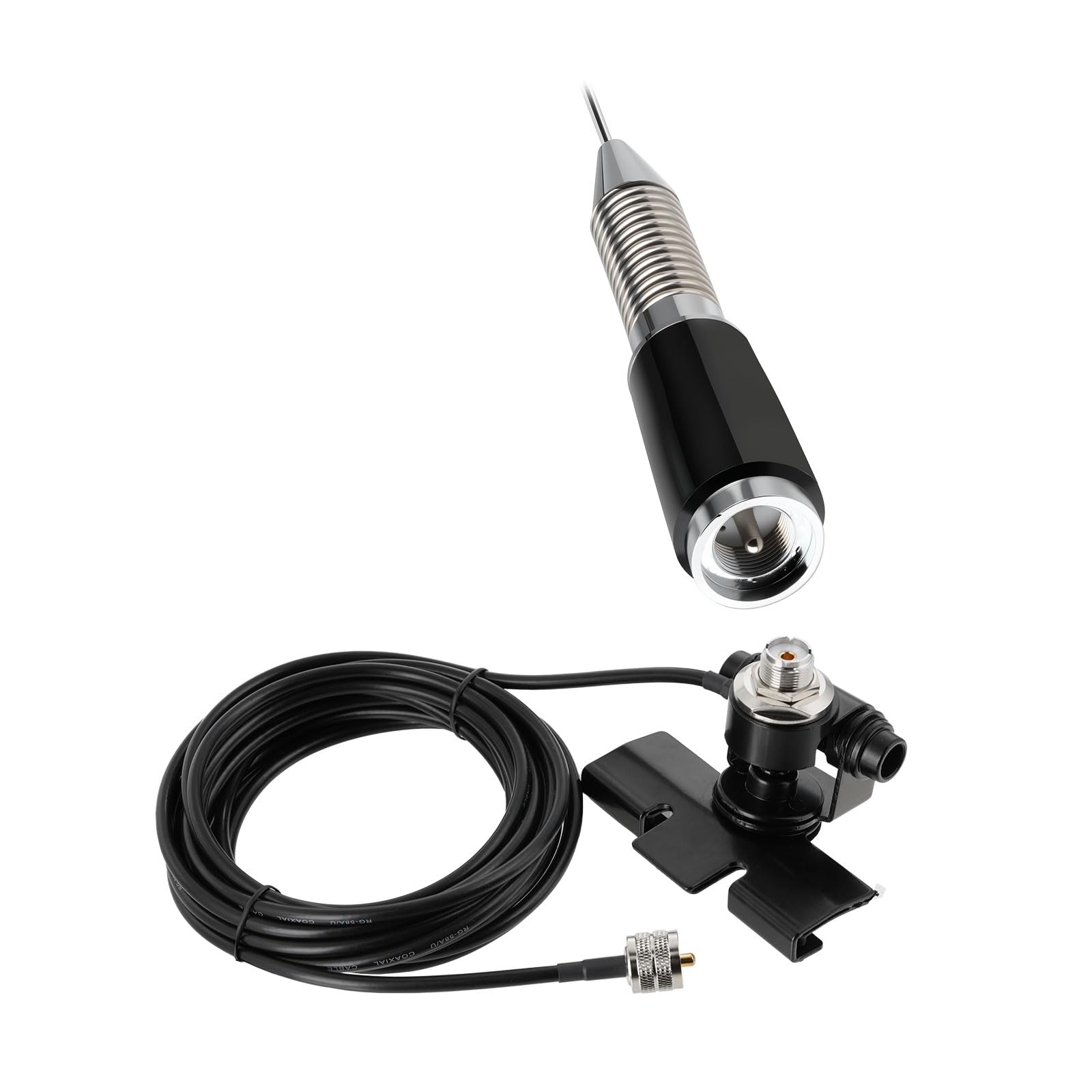 Bingfu Antenna Radio Mobile VHF UHF Veicolare Connettore PL259 86 cm | Bibanda 136-174/400-460 MHz, Supporto a Staffa, Cavo 5 m, per Camion Camper SUV Auto, Radioamatore, VHF Marino
