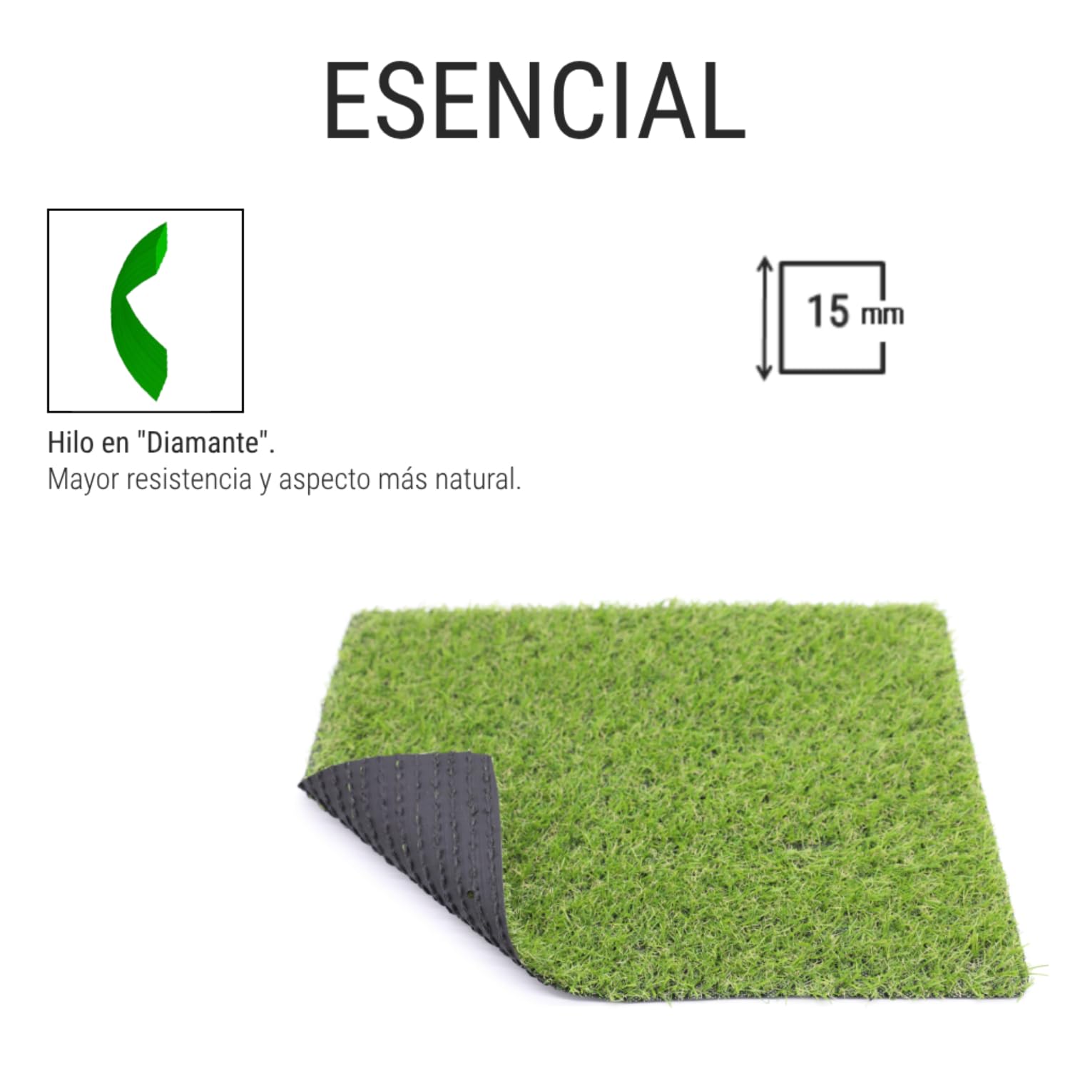 BONERVA | Césped artificial ESENCIAL 15mm | Varias Medidas | Rollo de césped artificial económico para terrazas, jardines y patios | Fácil instalación | (2x10 Metros)