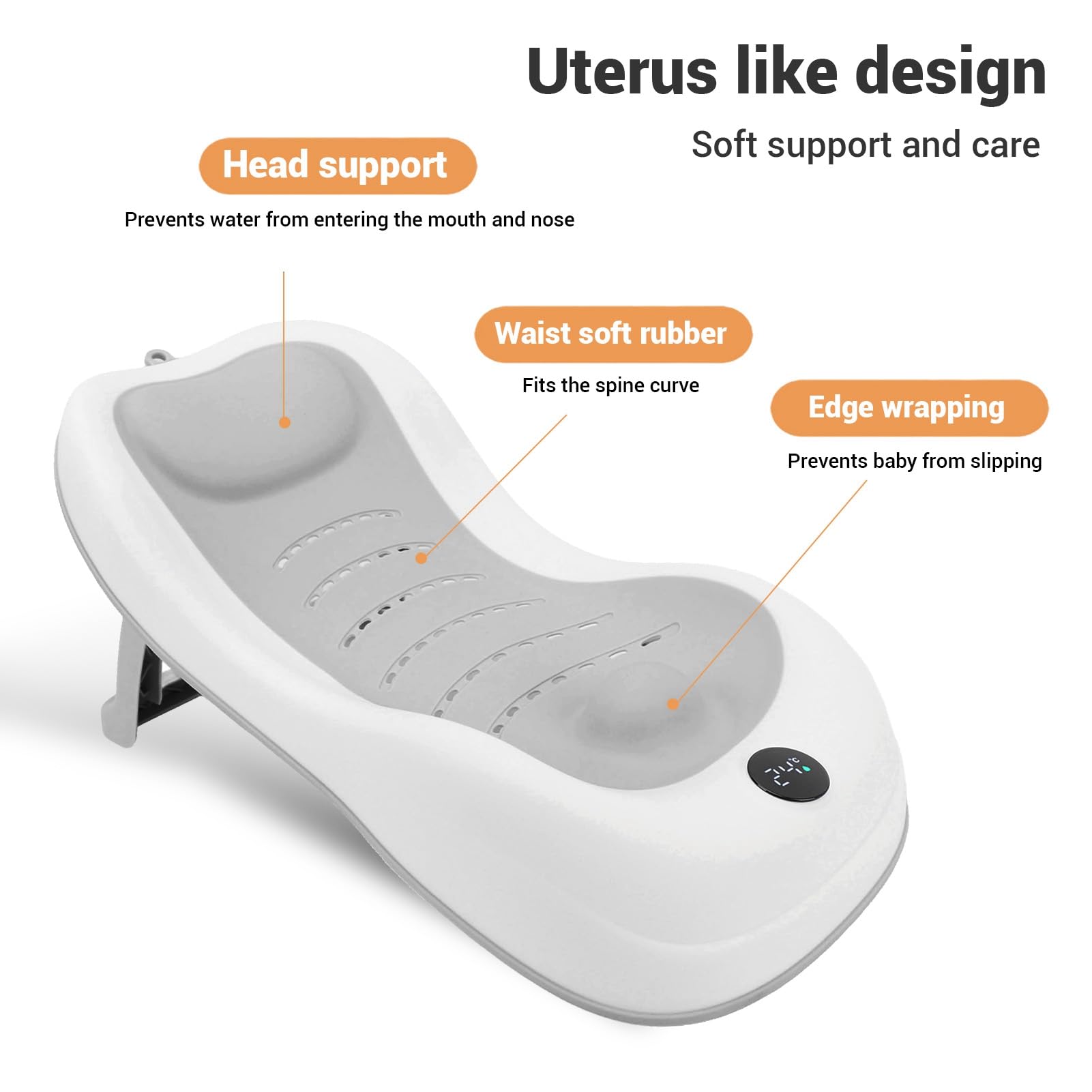 Soporte de Baño con Termómetro Detección Inteligente de Temperatura Portátil y Fácil de Usar Adecuado para Recién Nacidos y Bebés Rosa (GREY)