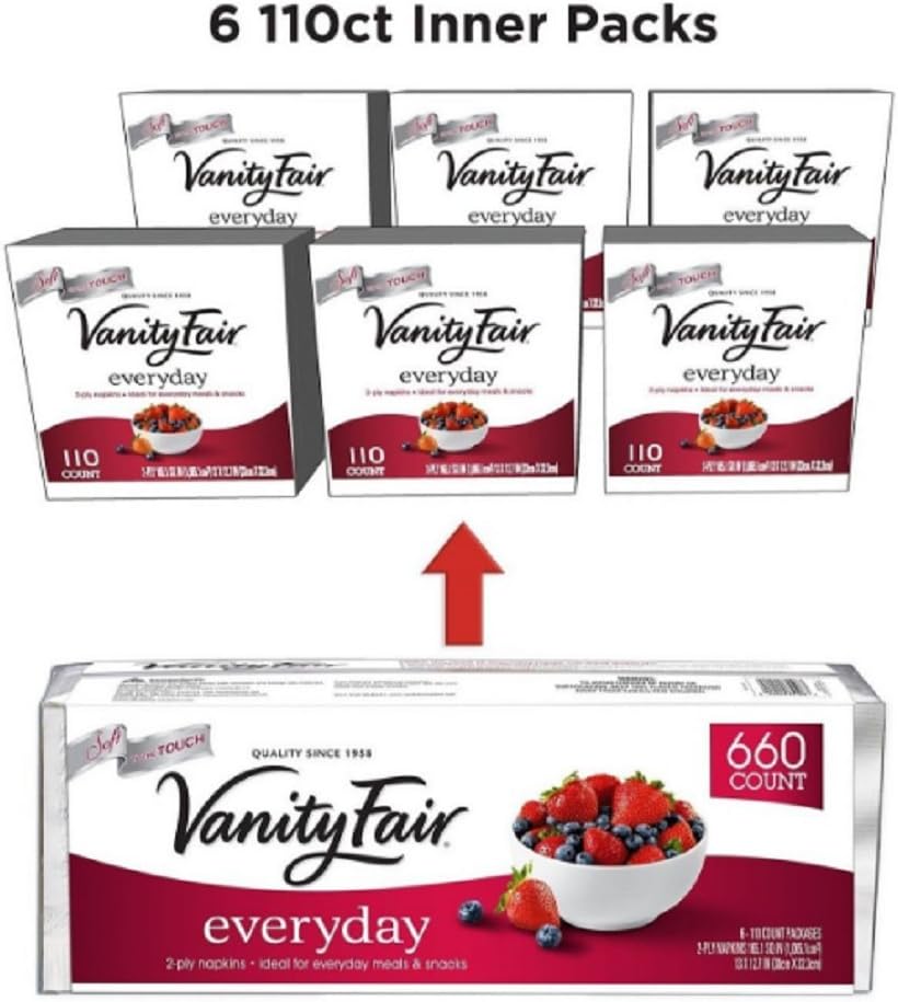Vanity Fair Everyday Napkins, Disposable White Paper Napkins, 660 Count