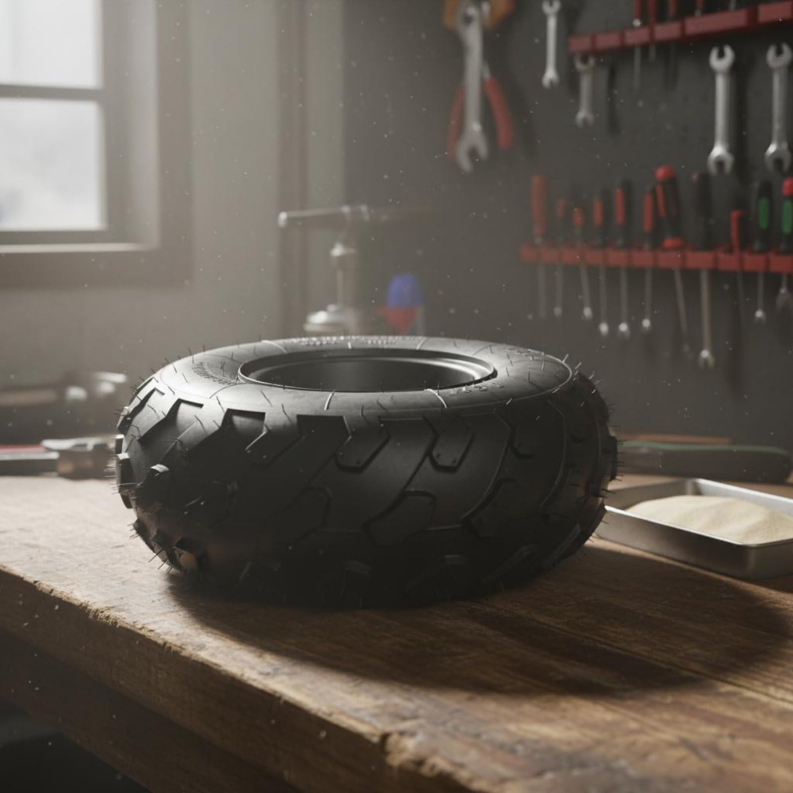 rockible Pneumatico Fuoristrada Go Kart Ruota con Cerchio Assemblata Aderenza Controllo Struttura Tubeless Affidabile Acciaio Solido E Gomma Adatto a Sabbia, Cerchio Nero A Tre Fori