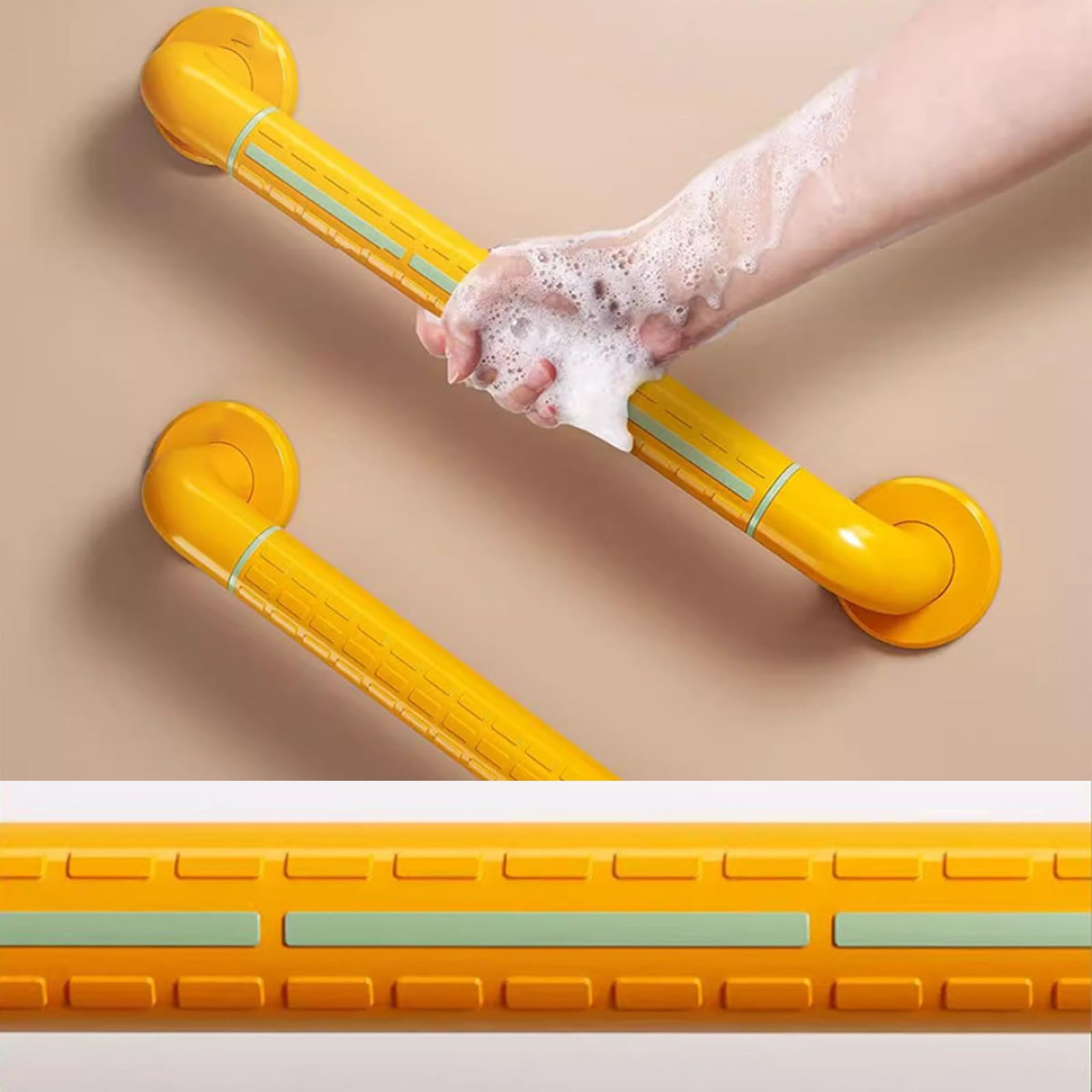 Resistentes Y con Ventosas. Asas De Ducha Seguras para Personas Mayores Y con Discapacidad. No Requieren Herramientas Ni Perforaciones.(70CM)