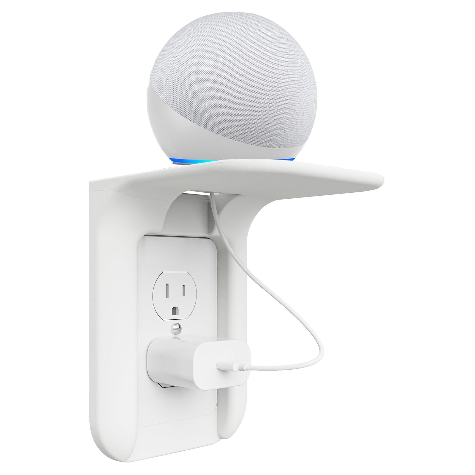 Yxflz Outlet Shelf Wall Bathroom Shelf, Bathroom Wall Decor for Google Home/Echo/Smart Speakers(up to 10lbs), Smart Home Decor, Toothbrush, Kitchen, Cell Phone, Space Saving Power Tools, White