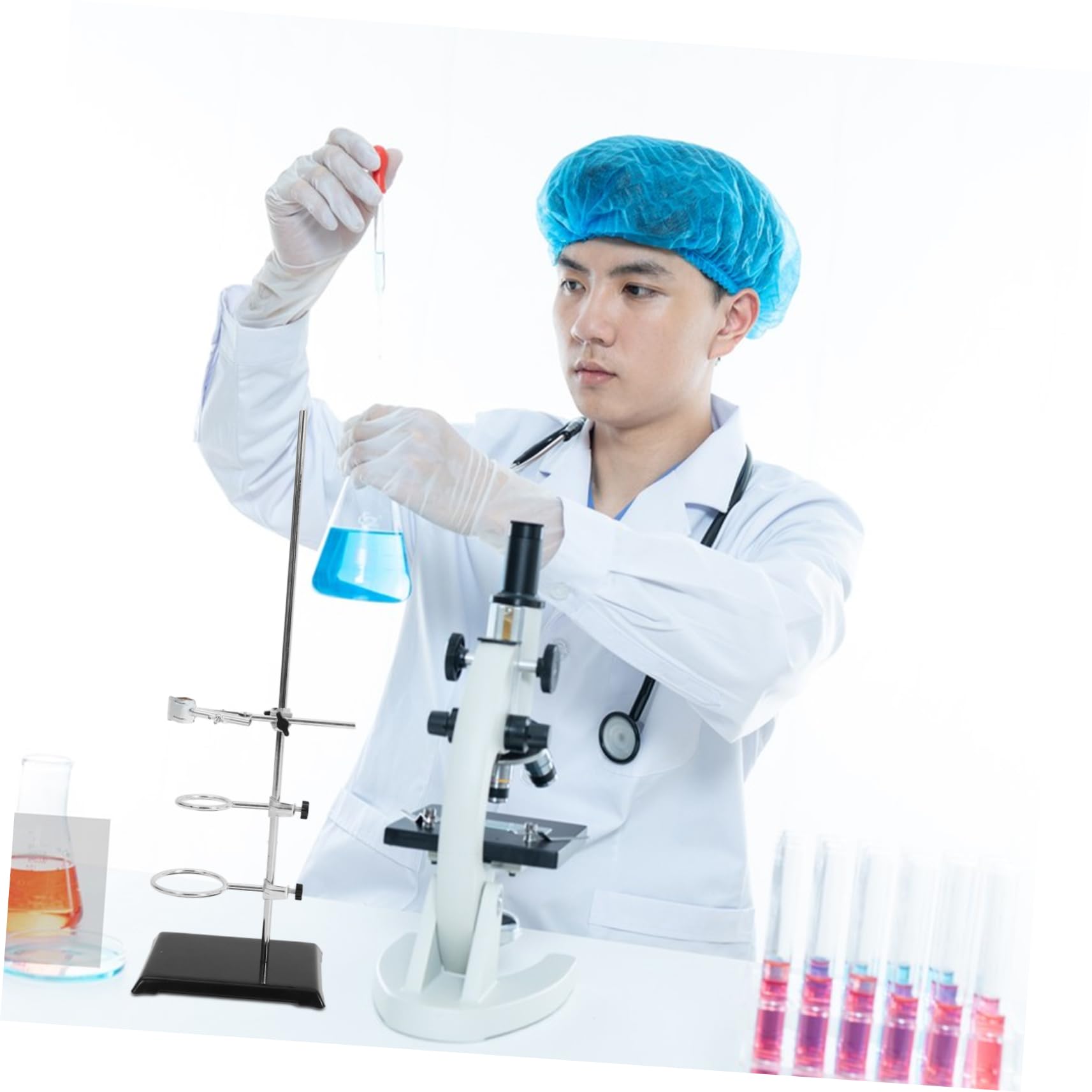 Laborstativ für Laborgeräte Tischstativ mit Klemmen und Ringstativ für Experimente Chemie-laborständer für Filtration und Erhitzung