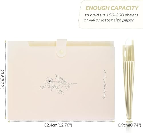 Miniatura 5 de SKYDUE Carpeta, organizador de documentos de acordeón, tamaño A4, bolsillos expansibles para carpetas de archivos (1, plátano)