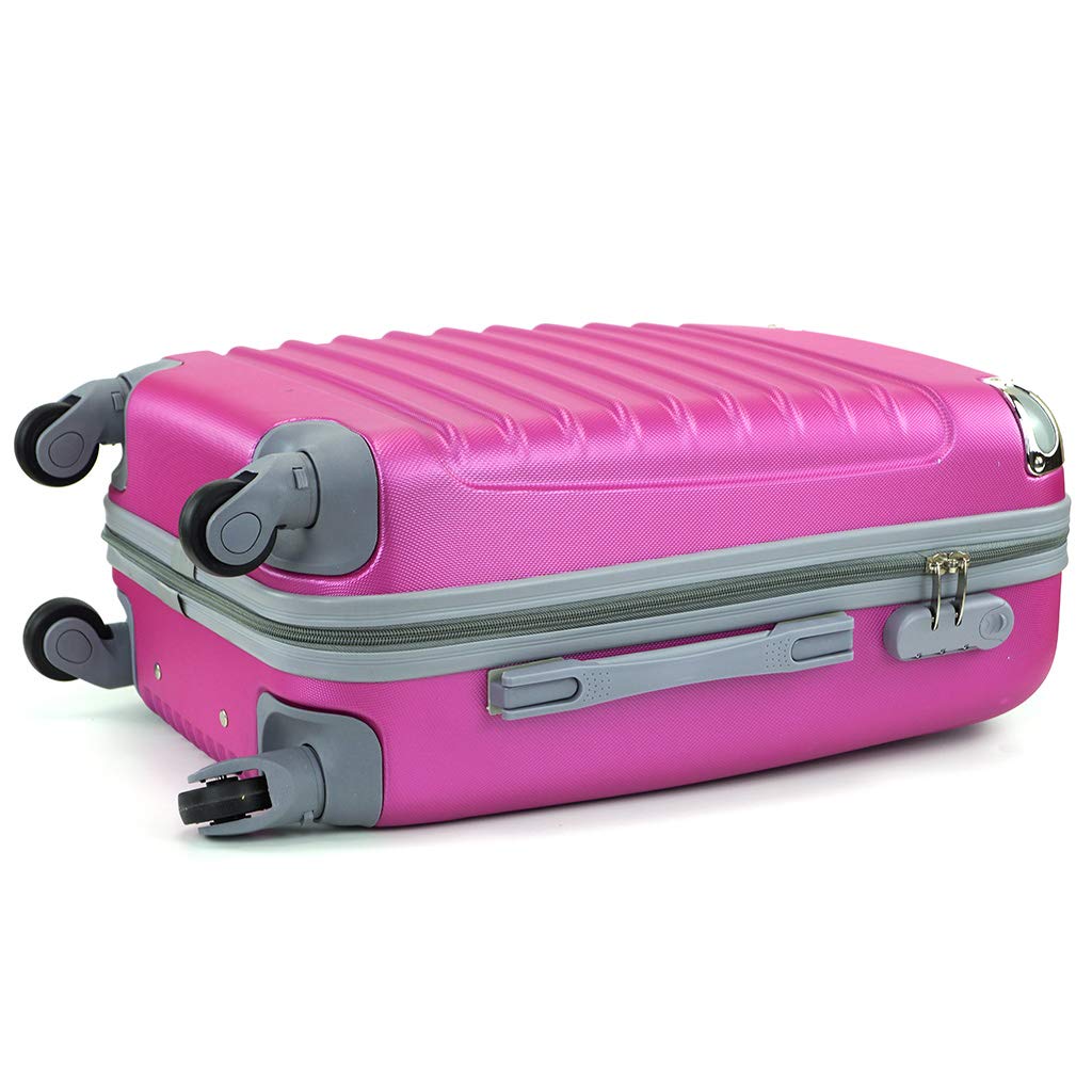 Desconocido Maleta de Cabina 20x35x55cm con Esquinas Plateadas (Fucsia)