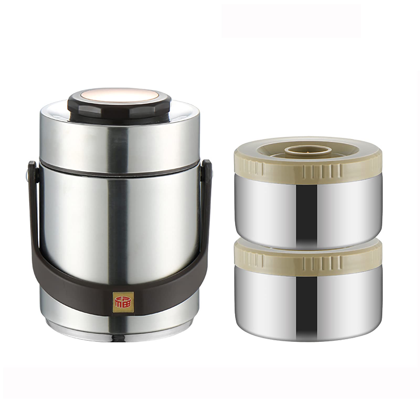 Contenitore Termico per Cibo,3 Strati Contenitore Termico per Alimenti Caldi in Acciaio Inossidabile,Impilabile Contenitore Porta Pranzo Bento Box per Ufficio Scolastico,Argento,1.5L