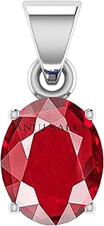 anuj sales 14.25 Ratti / 13.00 Carat Ruby (Manik/Manikya/Maneek) Gemstone Panchdhatu White Silver Plated Pendant Locket for Astrological Purpose-picture-21