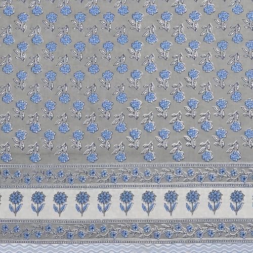 Image of 100% Cotton Single Bedsheet with 1 Pillow Cover | 240 TC Pure Cotton Flat Bed Sheet | Traditional Jaipuri Printed Bedding Set | Soft & Breathable | 60 x 90 Inch (Rangmahal Single 12)