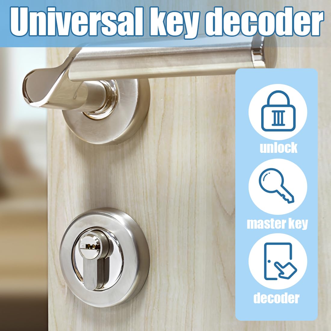 Llave universal para cerraduras Kit de decodificación para llaves maestras de acero inoxidable, herramienta 2 en 1, para abrir fácilmente puertas, varias formas, SS002 PRO