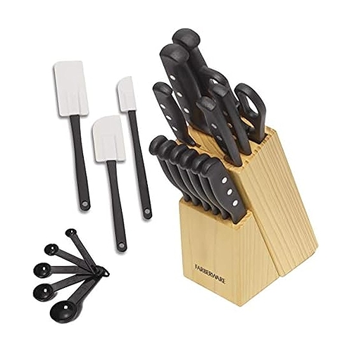 Conjunto de facas e utensílios de cozinha de aço inoxidável de alto carbono Farberware, pr... Conjunto de facas e utensílios de cozinha de aço inoxidável de alto carbono Farberware, pr...