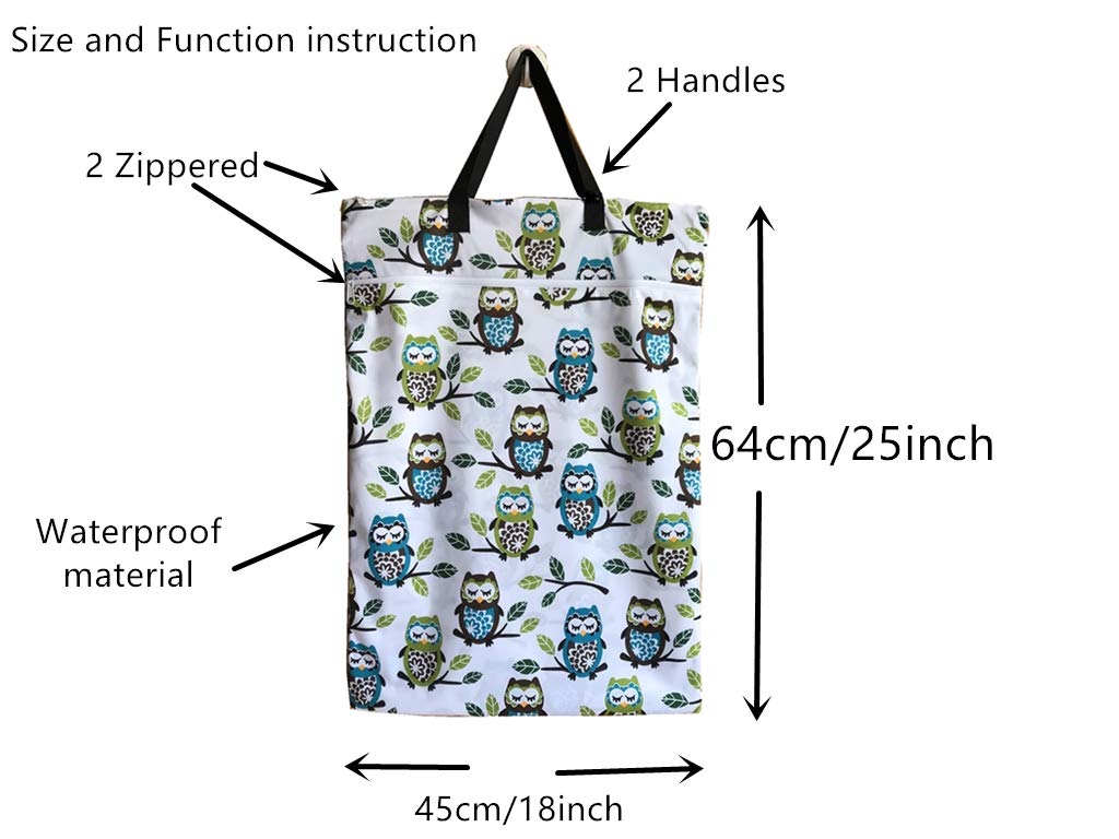JUTESK Large Hanging Wet/Dry Cloth Diaper Pail Bags for Reusable Diapers or Laundry (1pieces) (Light Grey) - Image 3