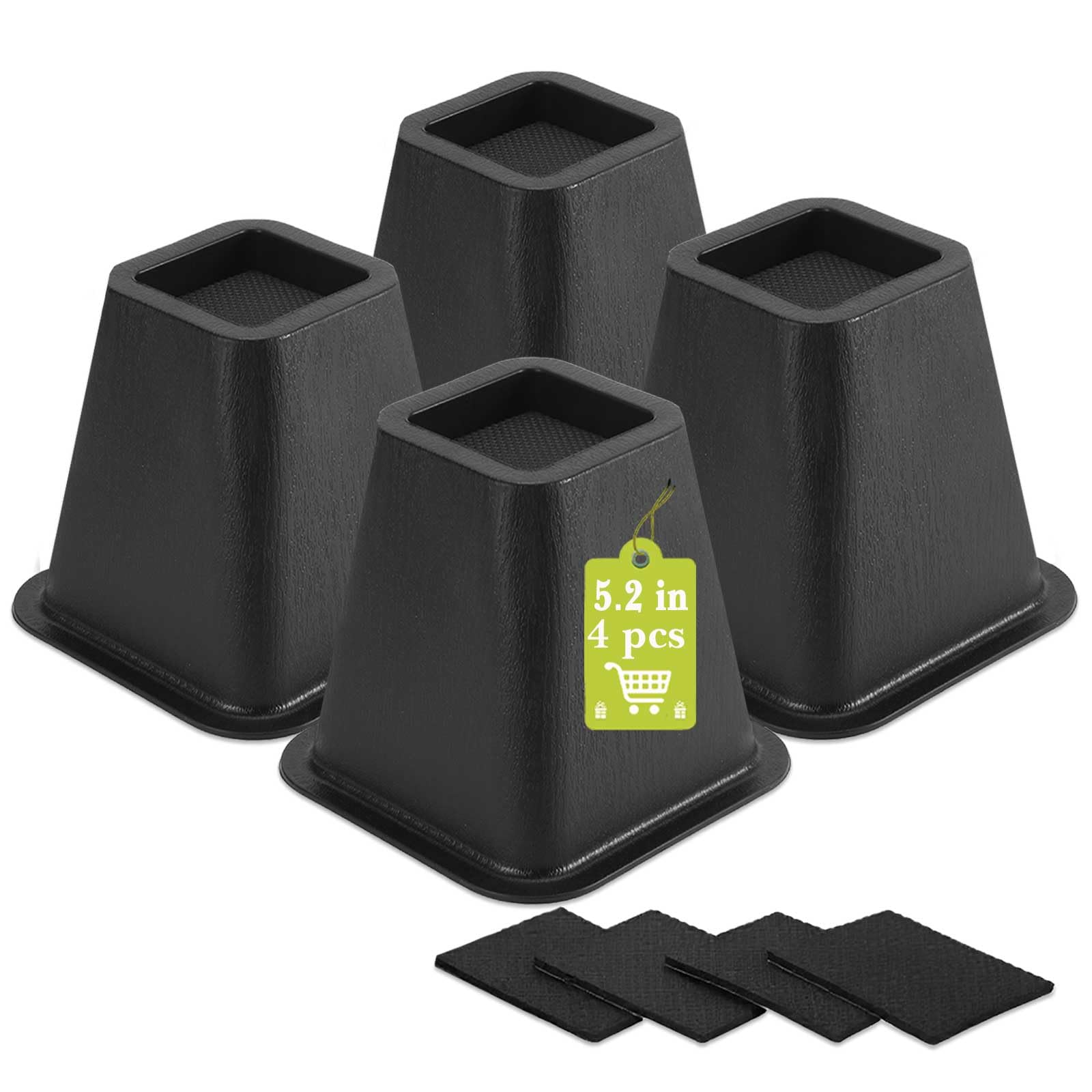 Photo 1 of Yookwutar 4 Pack Furniture Risers - 6 Inch Lift, Black