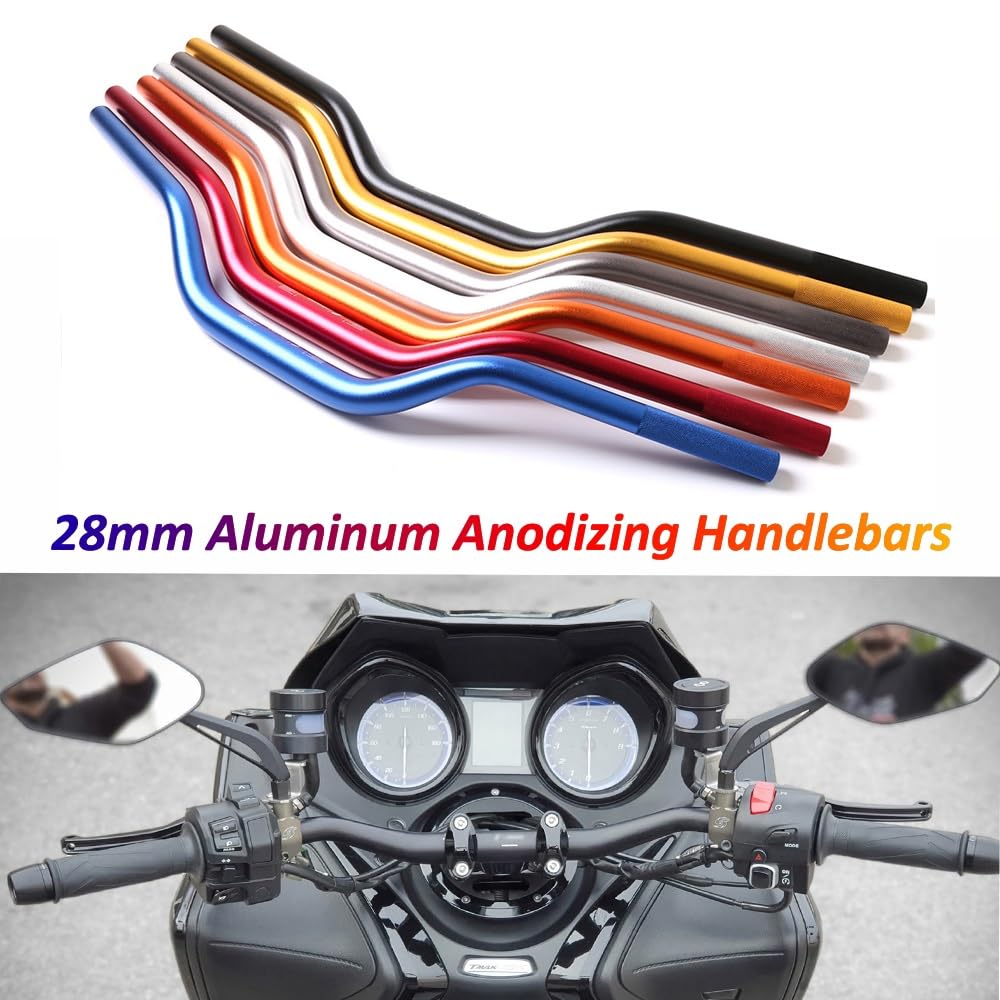Rury sterujące motocykla 28mm 1-1/8 ''kierownica motocykla stop aluminium CNC piaskowanie kierownica pasuje do Yamaha 530 R6 R3 CBR1000RR(Black-laser logo)