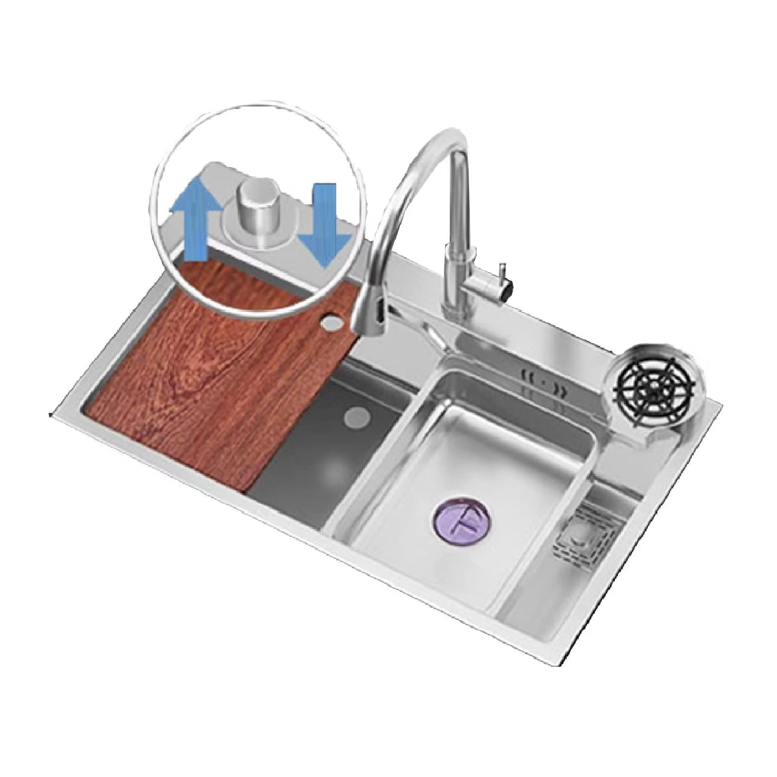 Buy HGTRH Modular Kitchen Sink Corner Drain, Workstation Sink Under