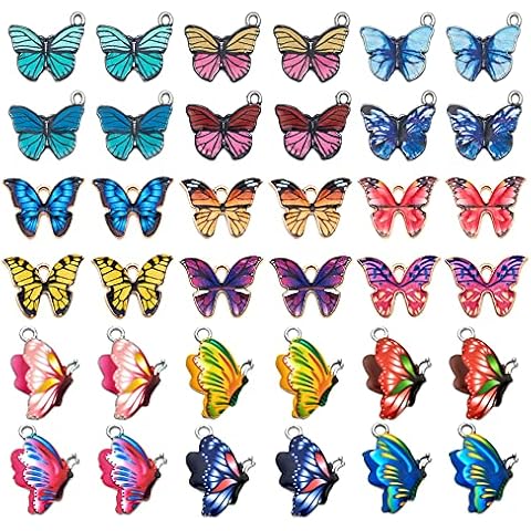 Vasemele Schmetterling Bedruckte Legierung Emaille Charm Anhänger 36 Stück Schmetterling Charms Anhänger Schmetterling Silber Schmetterling Anhänger Antik Versilbert Metall Anhänger 3 Stile Cover