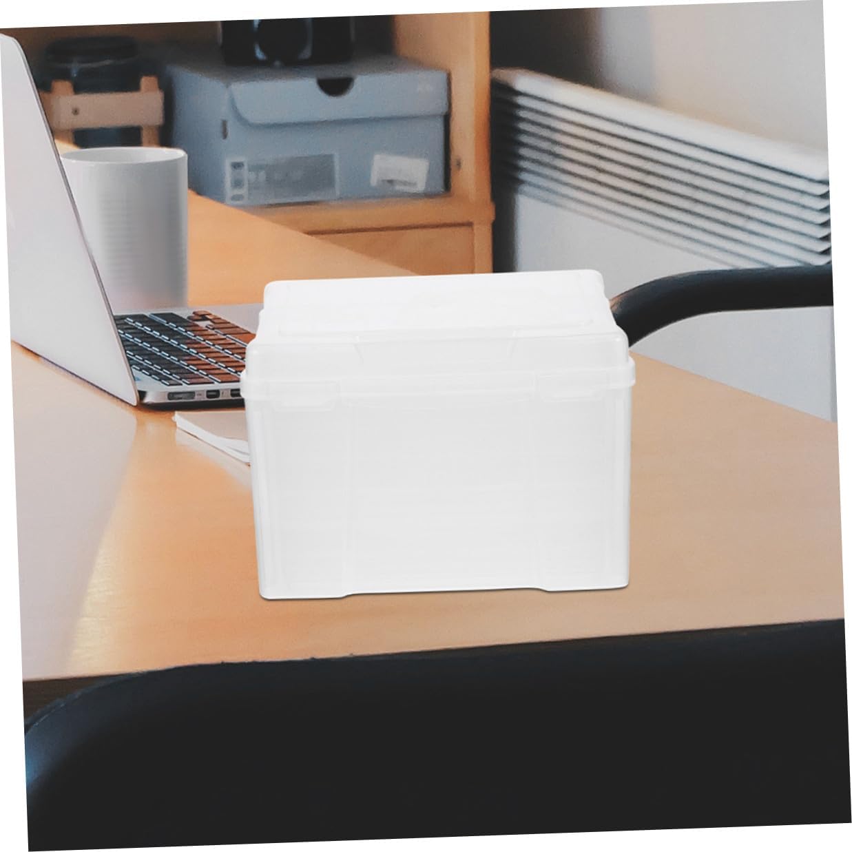 TOYANDONA Photo Organizer Storage Box with 6 Compartments Moveable Dividers Plastic Photo Keeper for Greeting Cards and Craft Storage Home Organization