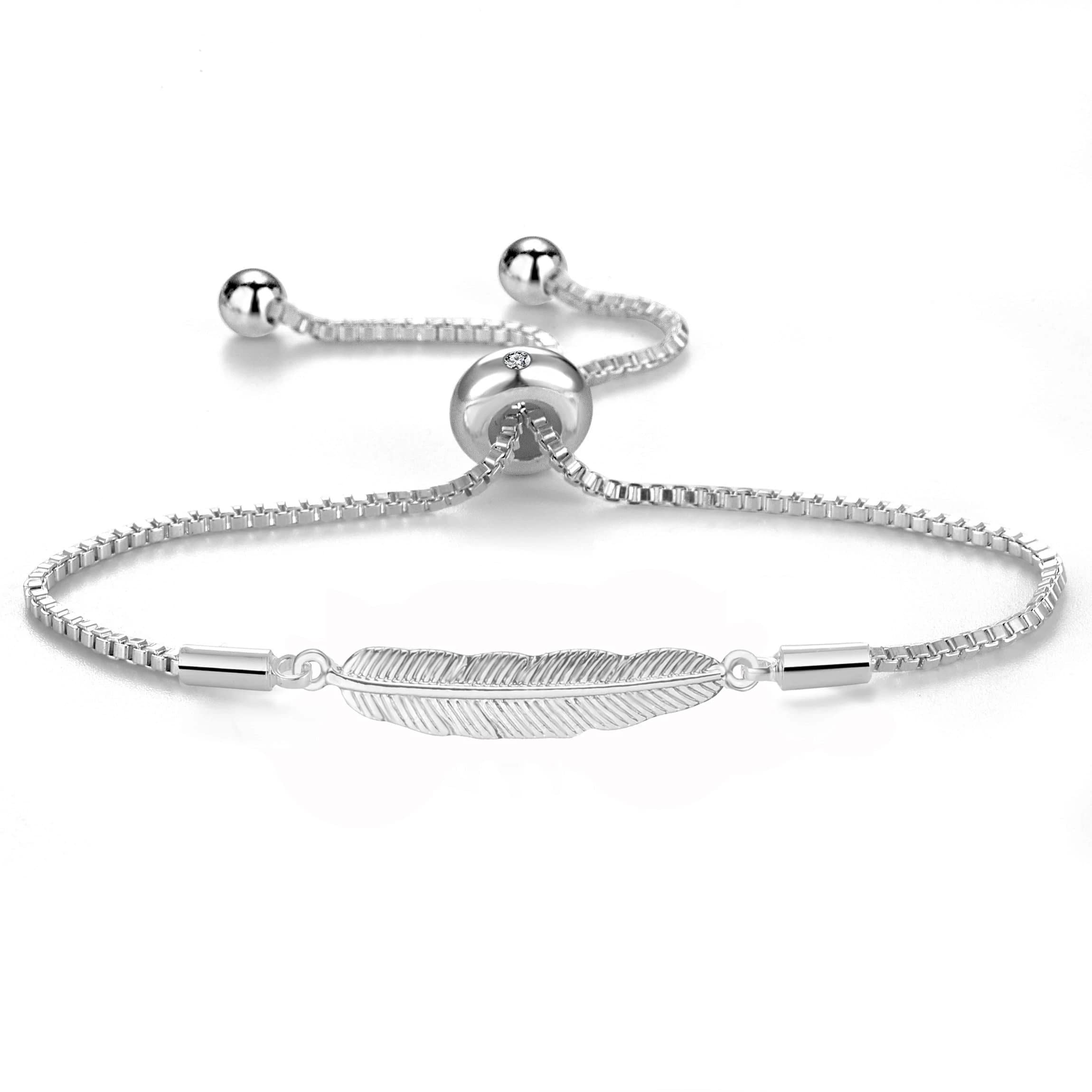 Philip JonesSilver Plated Feather Friendship Bracelet Created with Zircondia® Crystals
