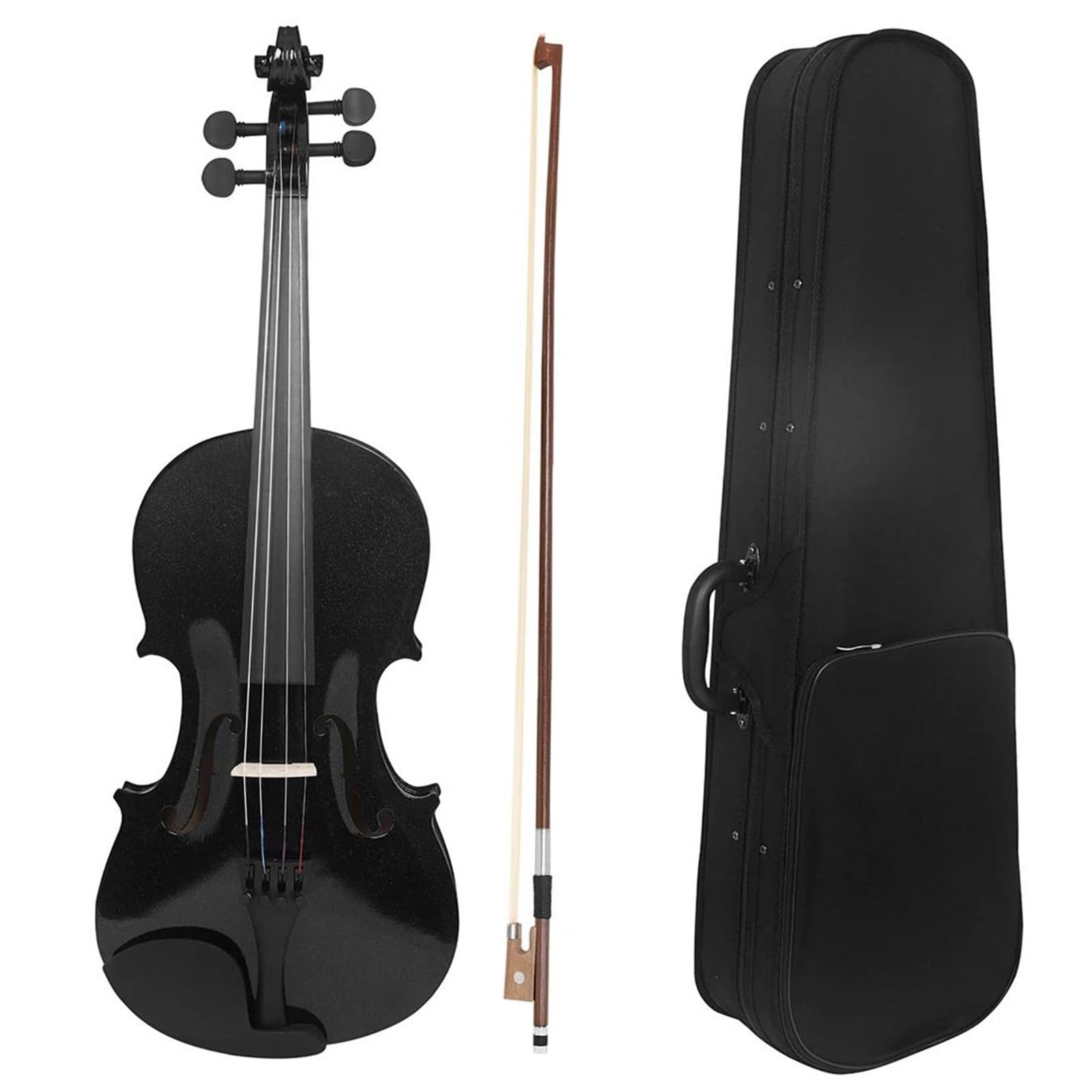 Violino 4/4 Nero Acustico In Legno Massello Professionale Per Strumenti A Corde Con Archetto(Violin)