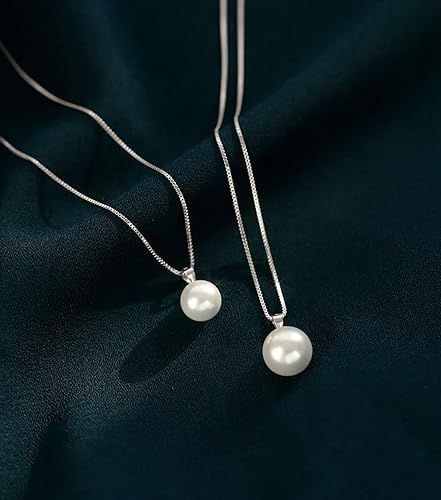 Miniatura 4 de Single Pearl Necklace for Women silver Black Pearl Necklace Pendant Dainty Pearl Drop Necklaces Jewelry Simple Pearl Pendant Necklace Birthday