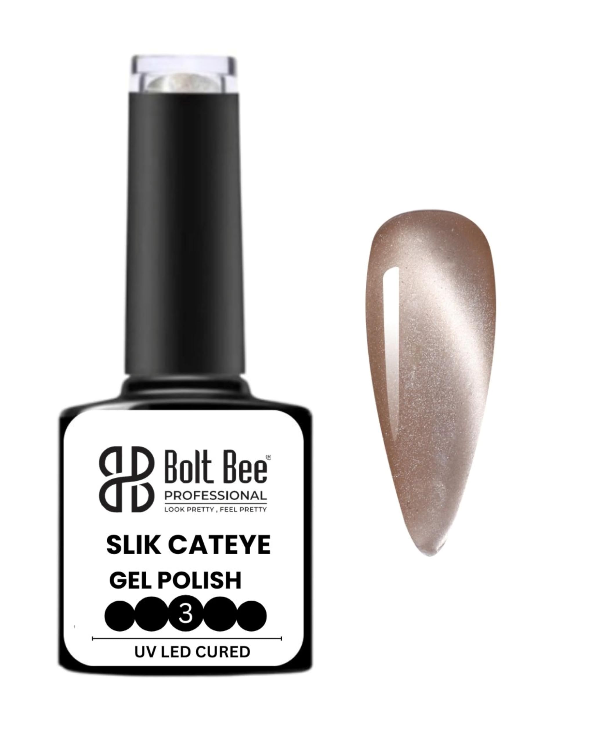 Bolt Bee Silk Nude Brown 7.5ml Cat Eye Gel Nail Polish Glassy Brown Cat Eye Gel Polish Soak off Magnetic Nail Polish for Nail Art Manicure Salon DIY at Home (silk 03)