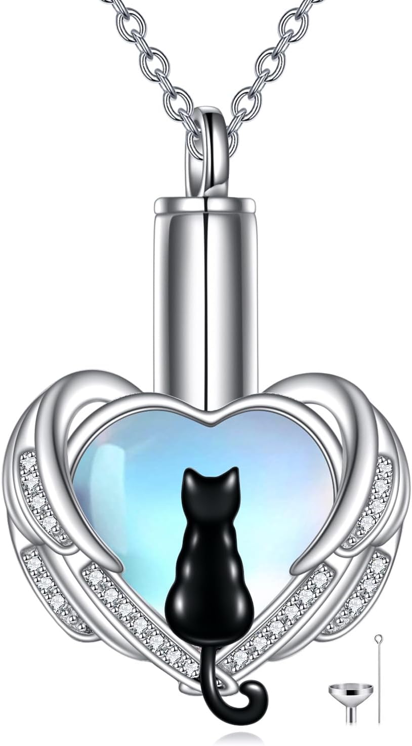 POPLYKE Pet Cat/Dog Necklace Sterling Silver Keepsake Pet Memorial Pendant Jewelry Gift for Women Men