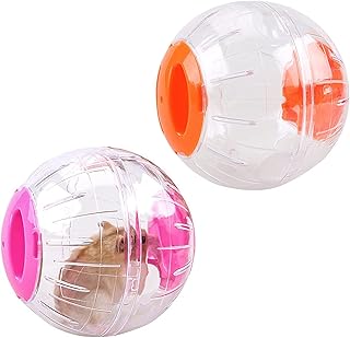 KOMUNJ 2 bolas para hámster, 12 cm, transparentes, para hámster, para correr, para hámster, para correr, para practicar hámster, color rosa, naranja