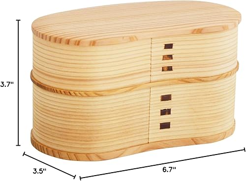 Miniatura 4 de Akita Sugi 2530 Magewappa Hango Bento Box, 6.7 pulgadas de ancho x profundidad 3.5 pulgadas (6.7 x 3.5 in), Magewappa, caja Bento de 2 niveles,