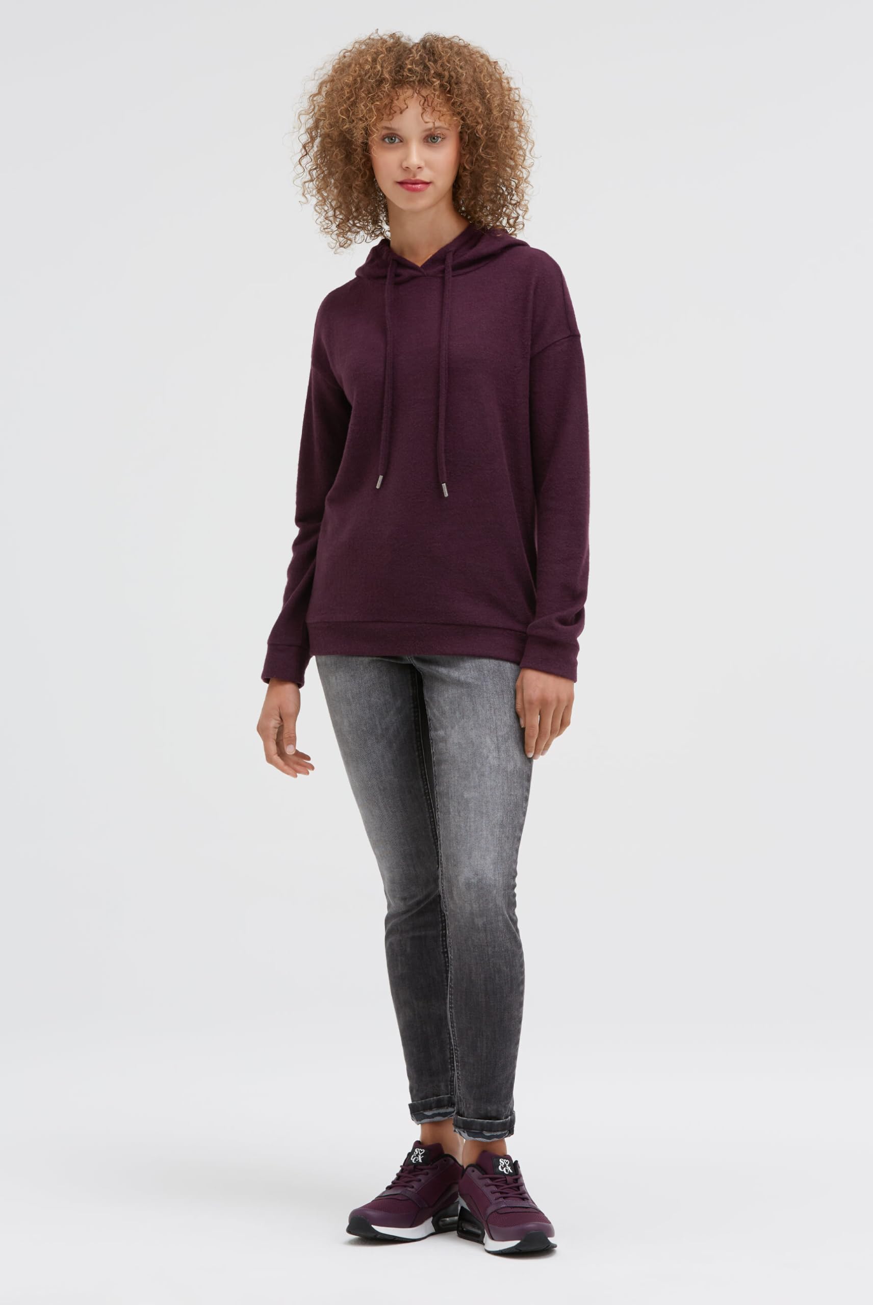 SOCCX Damen Hoodie aus Flauschstrick