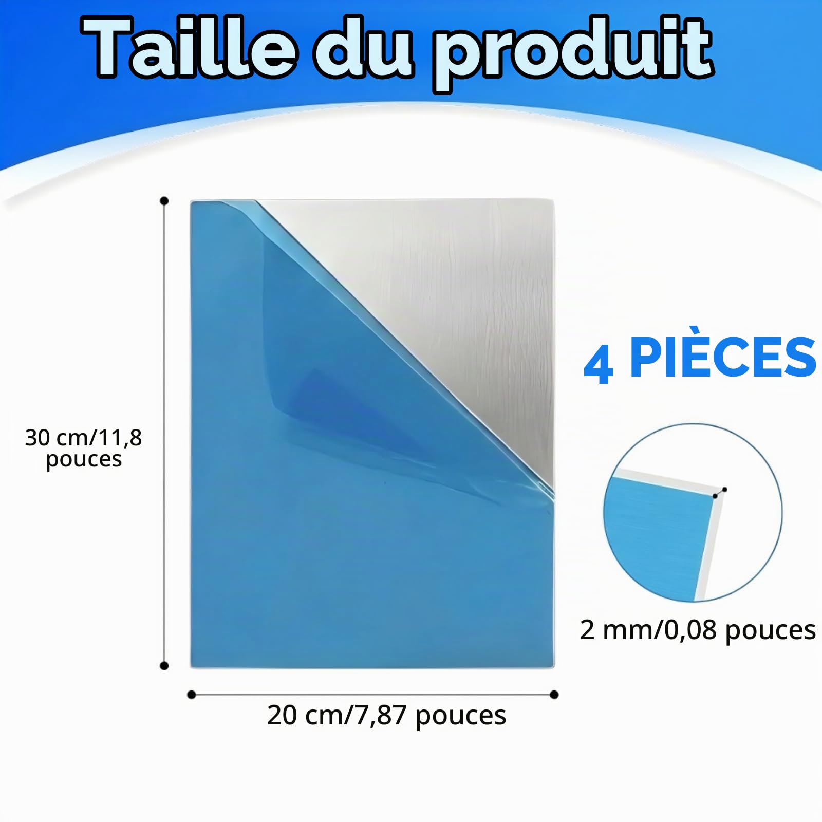 Lot de 4 Plaques Aluminium 2mm, Film Protecteur Inclus – 300x200mm Tole Aluminium Légère et Découpable, Plaque Alu pour Gravure, Découpe et DIY