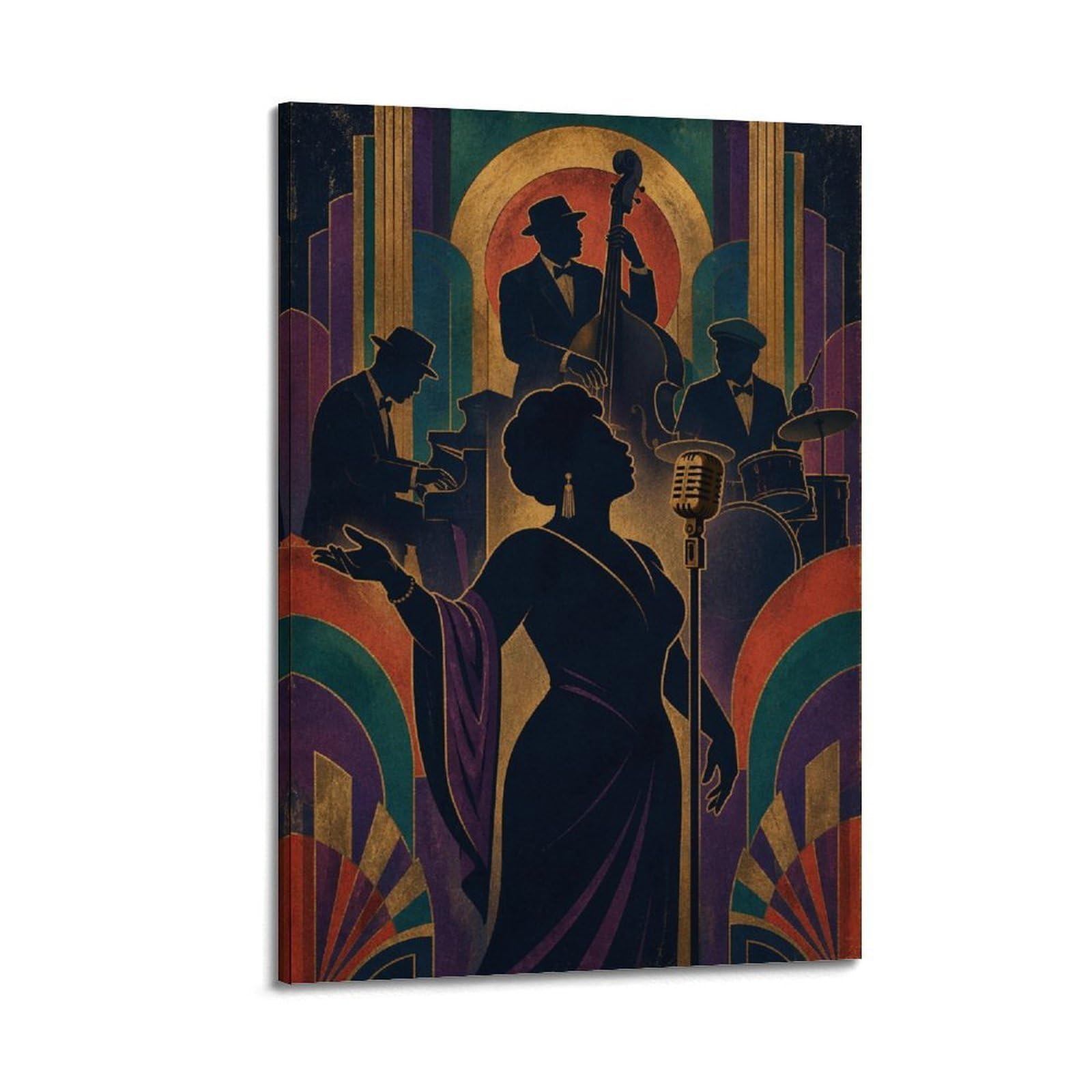 XKUGA Poster vintage Harlem Soul, stampa su tela decorativa moderna in stile musicale Jazz Band, ideale per famiglia, grotta degli uomini, sala giochi, camera da letto di ragazzi e ragazze (40 x 60 cm