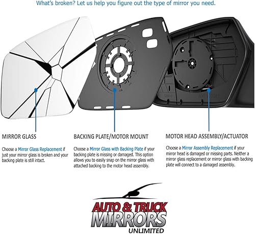 Miniatura 8 de Cristal de espejo + almohadilla adhesiva de tamaño completo para Honda Pilot 2016-2022 de repuesto (2016 2017 2018 2019 2020 2021 2022 16 17 18 19