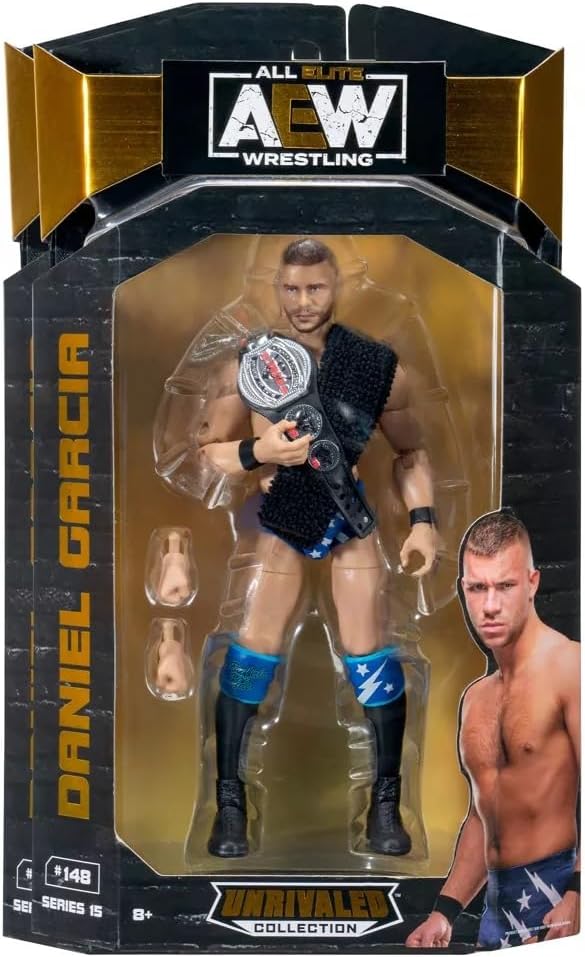 AEW Unrivaled Collection Series 15 Daniel Garcia Action Figure, 7 Inch Scale, Plastic, Wrestling Theme, Display Ready Collectible with Articulation, #148