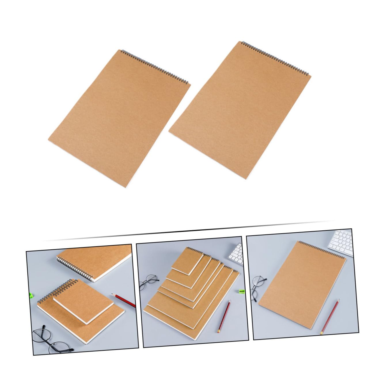 Hohopeti Cahier de Dessin Vierge pour Élèves, 2 Pièces, Reliure Spirale