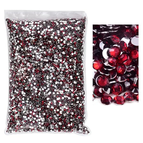 25000Pcs 4mm Resin Rhinestones Bulk, Dk Siam Flat Non Hotfix Crystal Gems