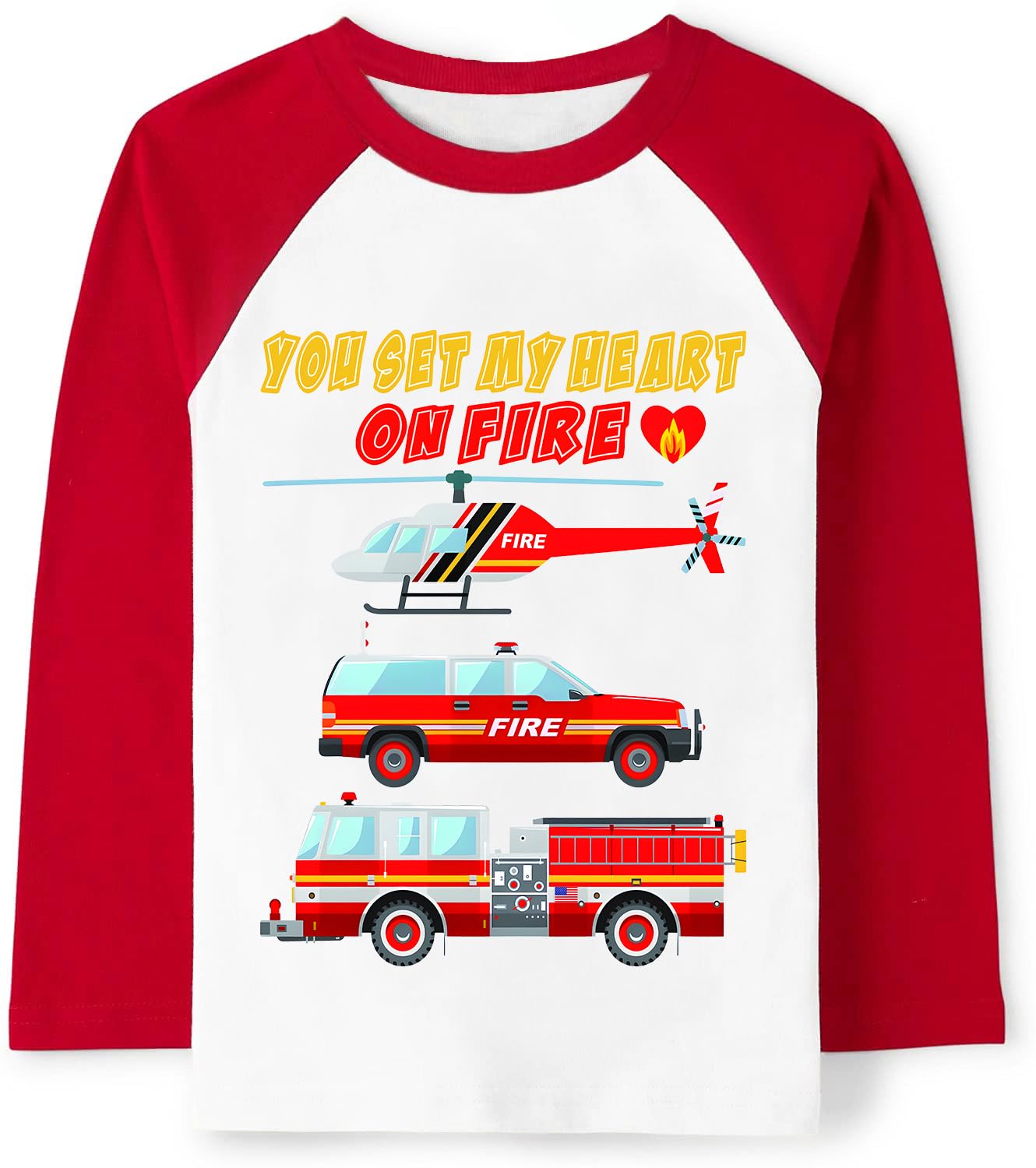 Tkria Boys Girls Valentine Shirts Raglan Long Sleeve Monster Truck Dinosaur Candy Love Heart Tops for Kids 2-10T