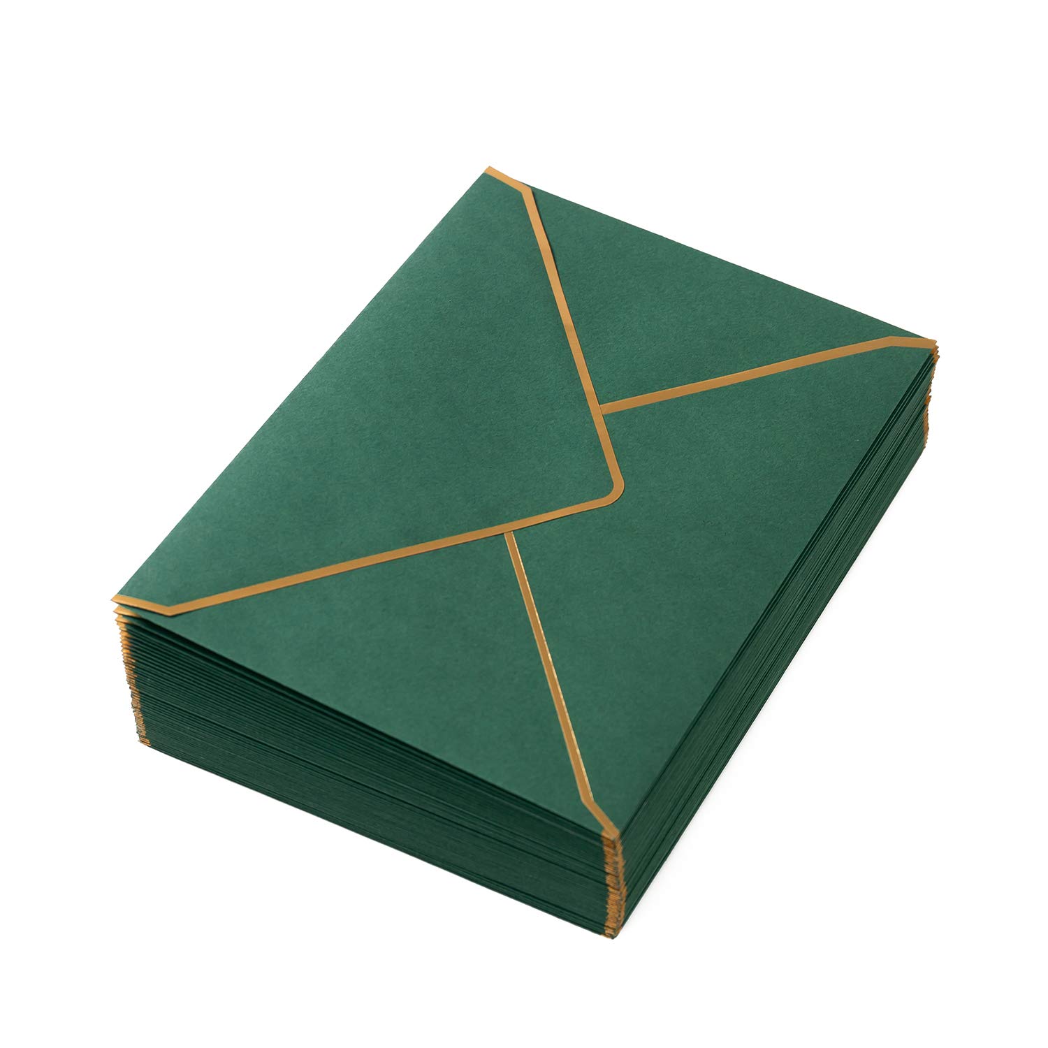 100 sztuk kopert A7 15 x 18 ciemnozielone złote obramowanie 13 x 18 cm