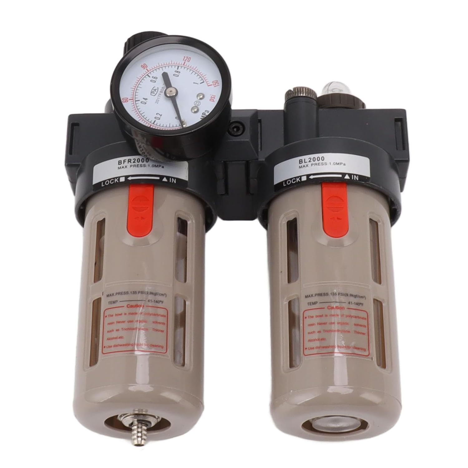 Compressed Air Filter Regulator G1/4 Aluminum Alloy Strong Filtration Water Oil Trap Separator for Air Compressor Systems Industrial Use