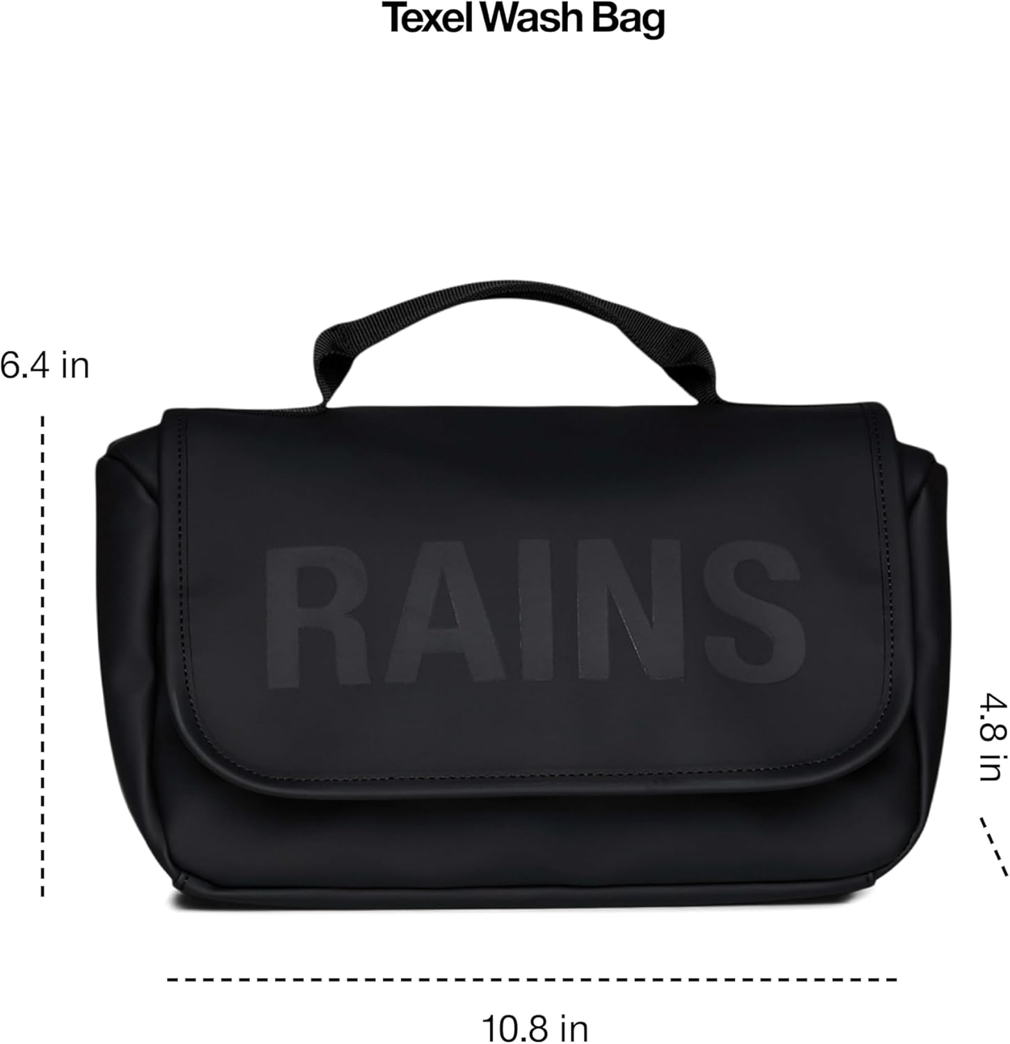 RAINS Texel Wash Bag – Black Waterproof Toiletry Travel Organizer for Men and Women - Wash Bag with Zip Closure and Multiple Compartments – 2 Year Warranty - Image 6