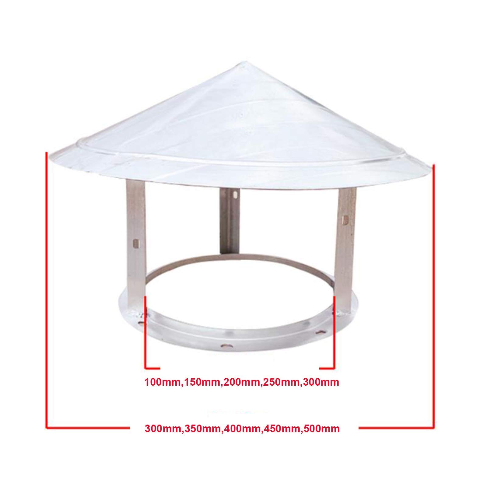 DZDZXQG Schoorsteen Cowl Cap Roestvrij Staal Regenhoes Diepgang Fire Dak Protector Cap Pot Ronde Air Vent Cowl Cap Protector Cap Einde, 160mm