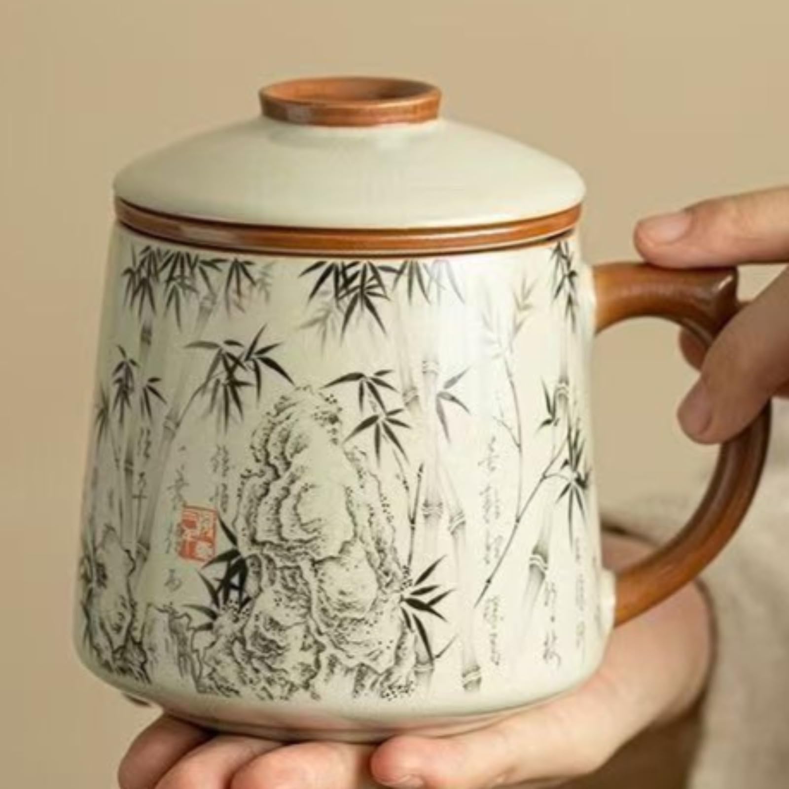 Taza de té de cerámica fina con diseño chino tradicional y 400 ml para uso individual en casa
