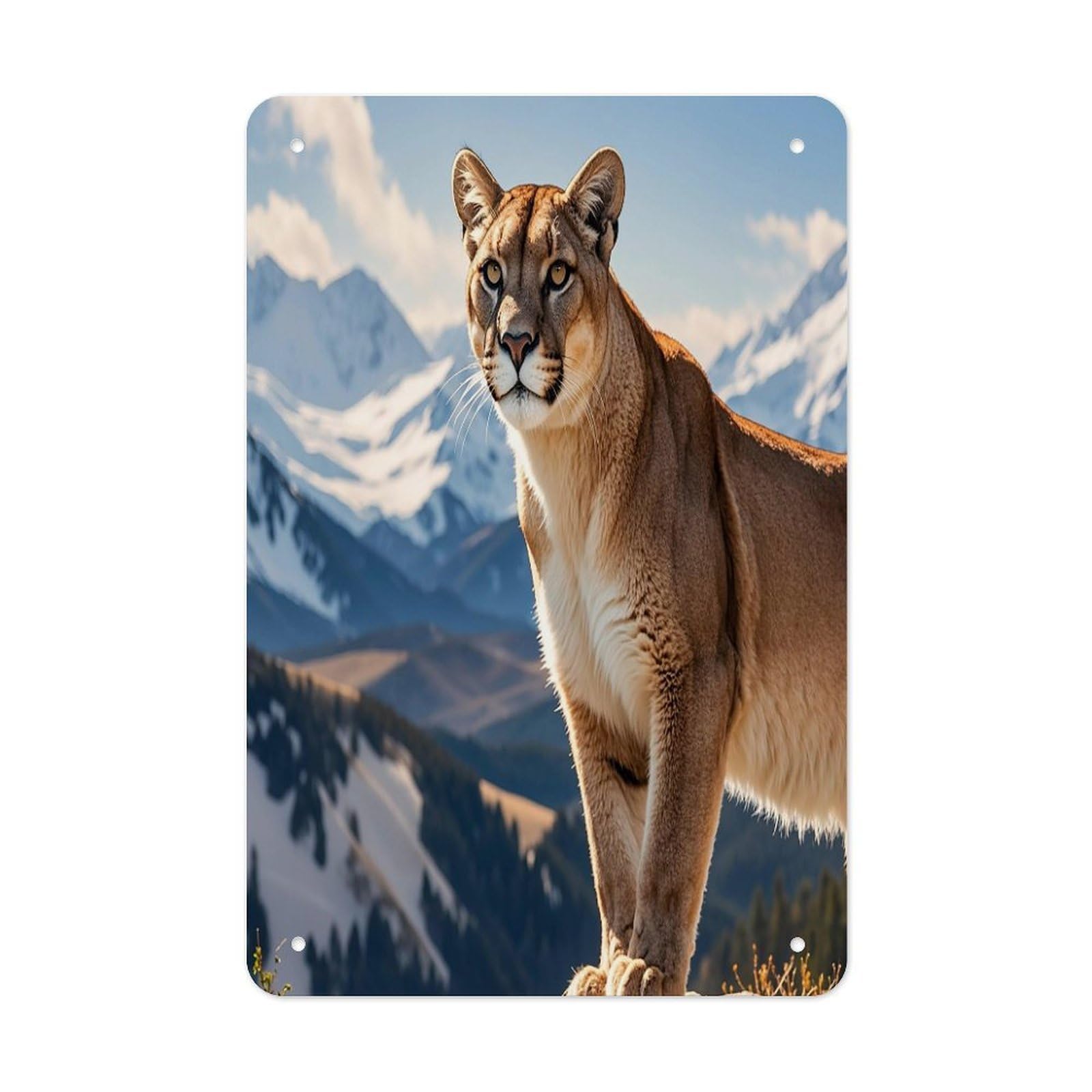 Panther & Mountain Lion Metal Tin Sign Funny Vintage Metal Signs Metal Art Poster Man Cave Decor Retro Tin Sign for Home Office Kitchen Bar Cafe Garden Wall Decor 11.8 X 7.9 Inch
