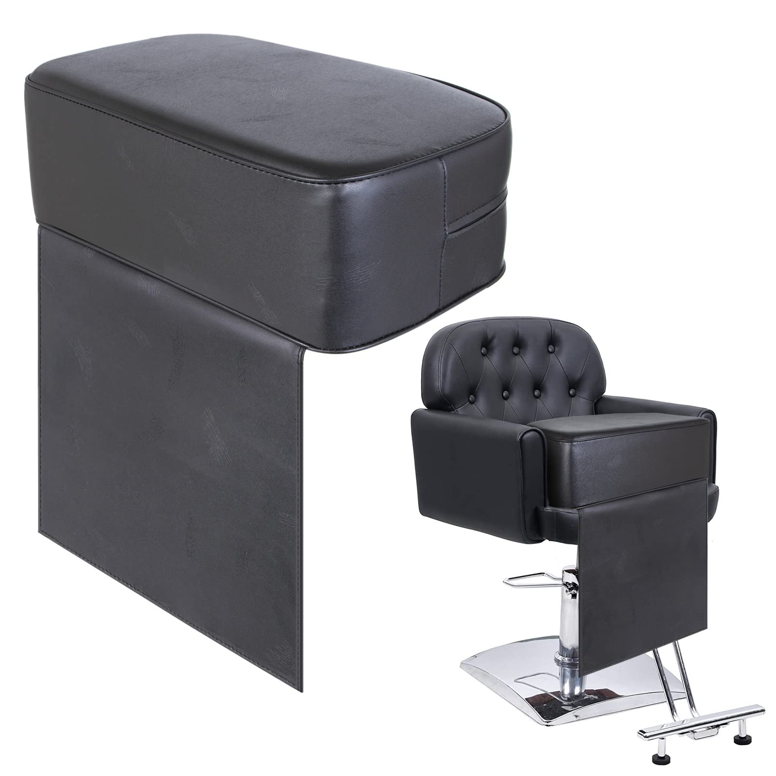 Salon Booster Seat Cushion for Hair Cutting Salon Leather Pads Large Size, Boat Booster Seat Cushion, Styling Chair Seat Booster, Barber Beauty Salon Spa Equipment Black