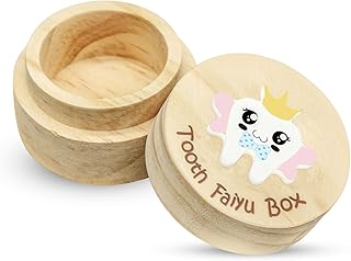 Tooth Fairy Box, Wooden Tooth Keepsake Box with 3D Carved Teeth, Baby Keepsake Tooth Box Tooth Container for Lost Teeth, Cute Baby Tooth Holder, First Tooth Keepsake Box Gifts for Girls and Boys