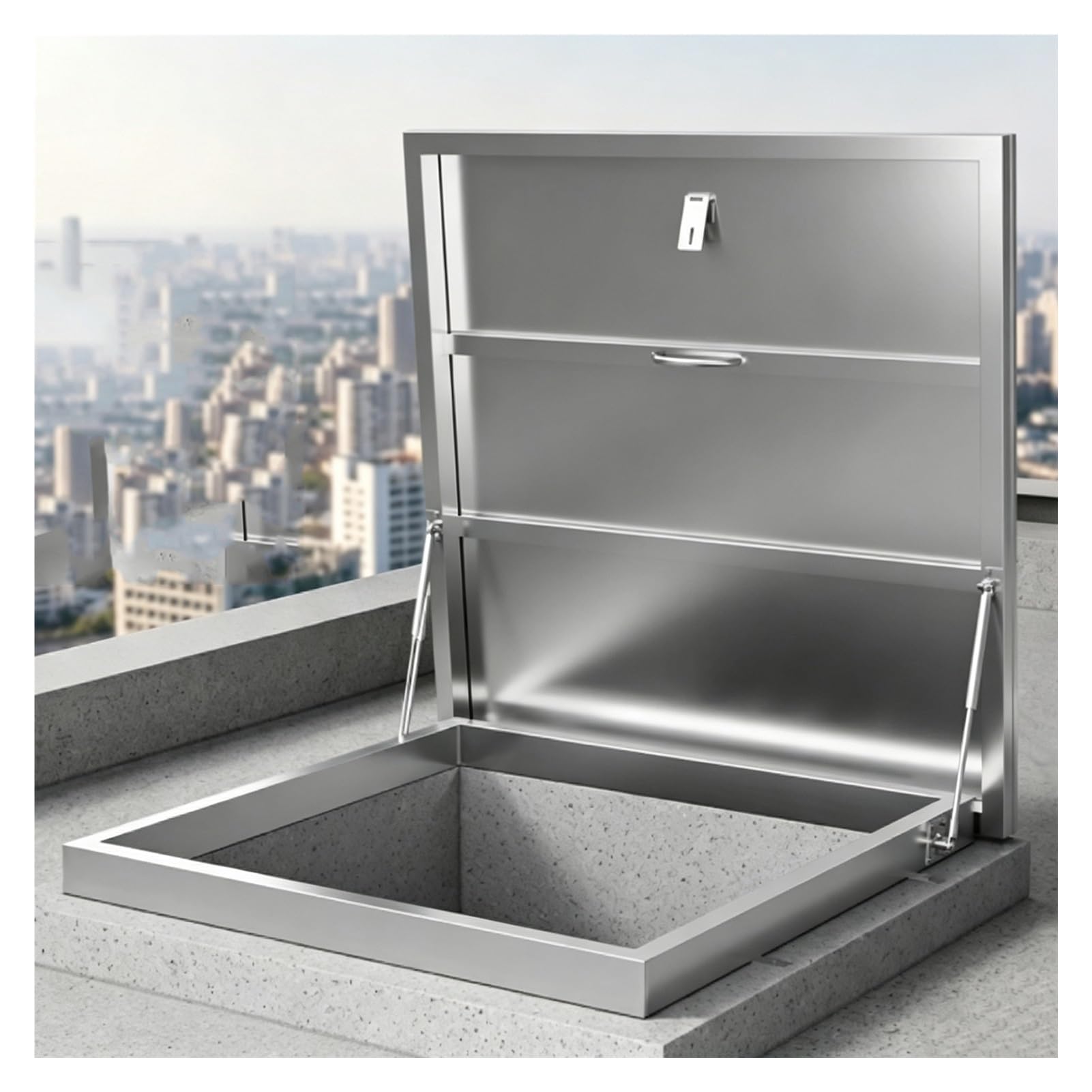 Trampilla de techo INOX 85x90cm con amortiguadores hidráulicos